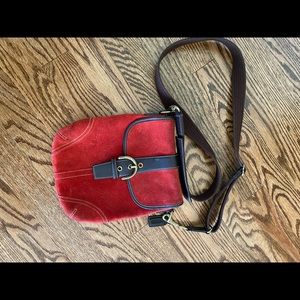 Coach Vintage Suede Crossbody Satchel (Red)